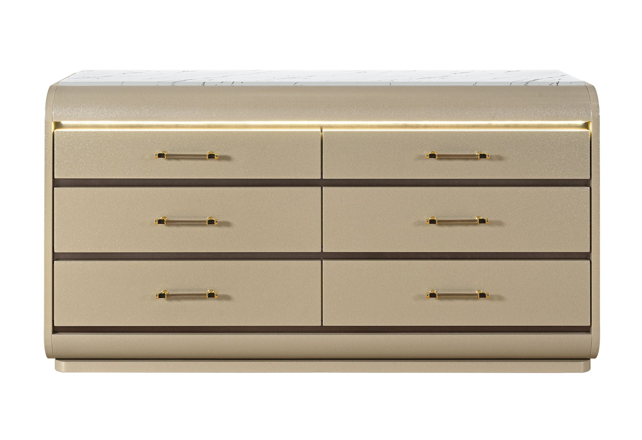 Genesis - 5 Piece Queen Bedroom Set (Bed, Dresser & Mirror, Nightstand, Chest) - Gold