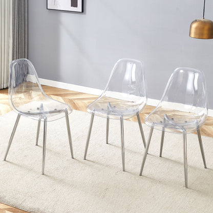 Modern Transparent Ergonomic Dining Chair With Metal Legs And Comfortable Design
