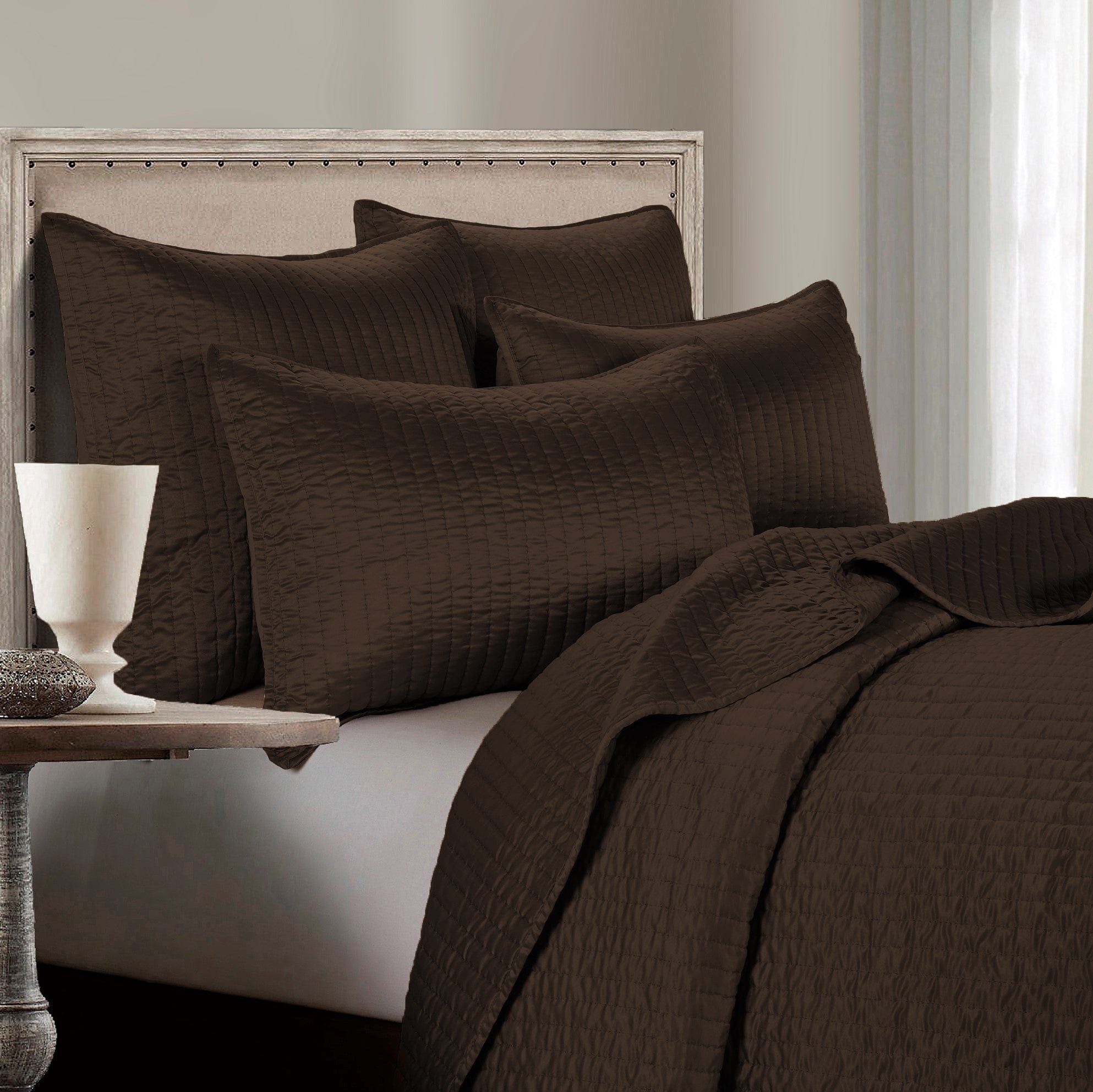 Satin Channel - Full/Queen Quilt Set (Set of 3) - Chocolate