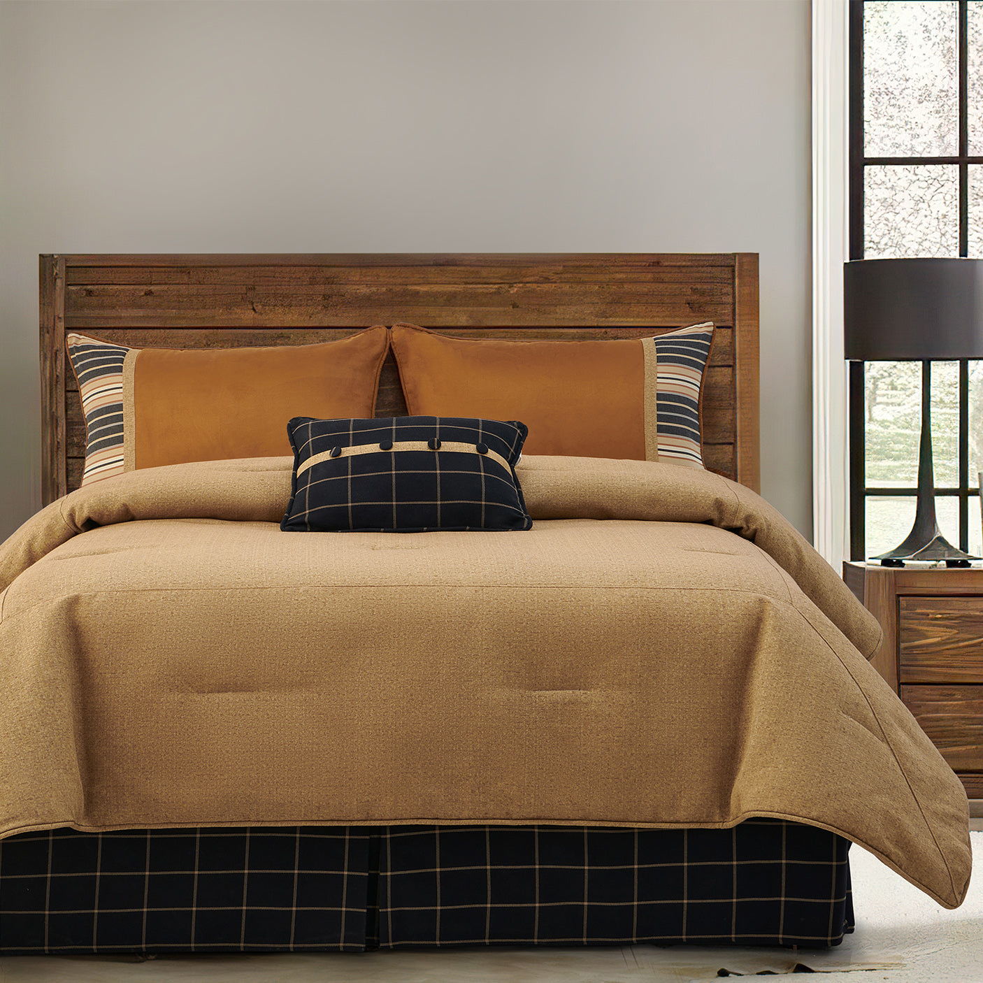 Ashbury - Twin Comforter Set (Set of 4) - Tan / Black