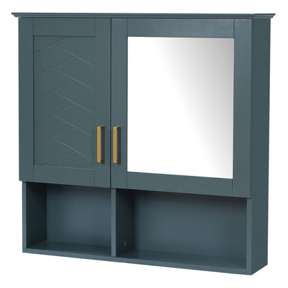 2 In 1 Wall-Mounted Mirror Cabinet With Adjustable Shelves, Soft-Close Doors, High-Definition Mirror & Storage