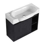 28" Wall Mounted Bathroom Vanity With Sink & Soft Close Door - Black Chestnut
