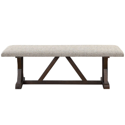 Pascaline - Bench - Gray Fabric, Rustic Brown & Oak
