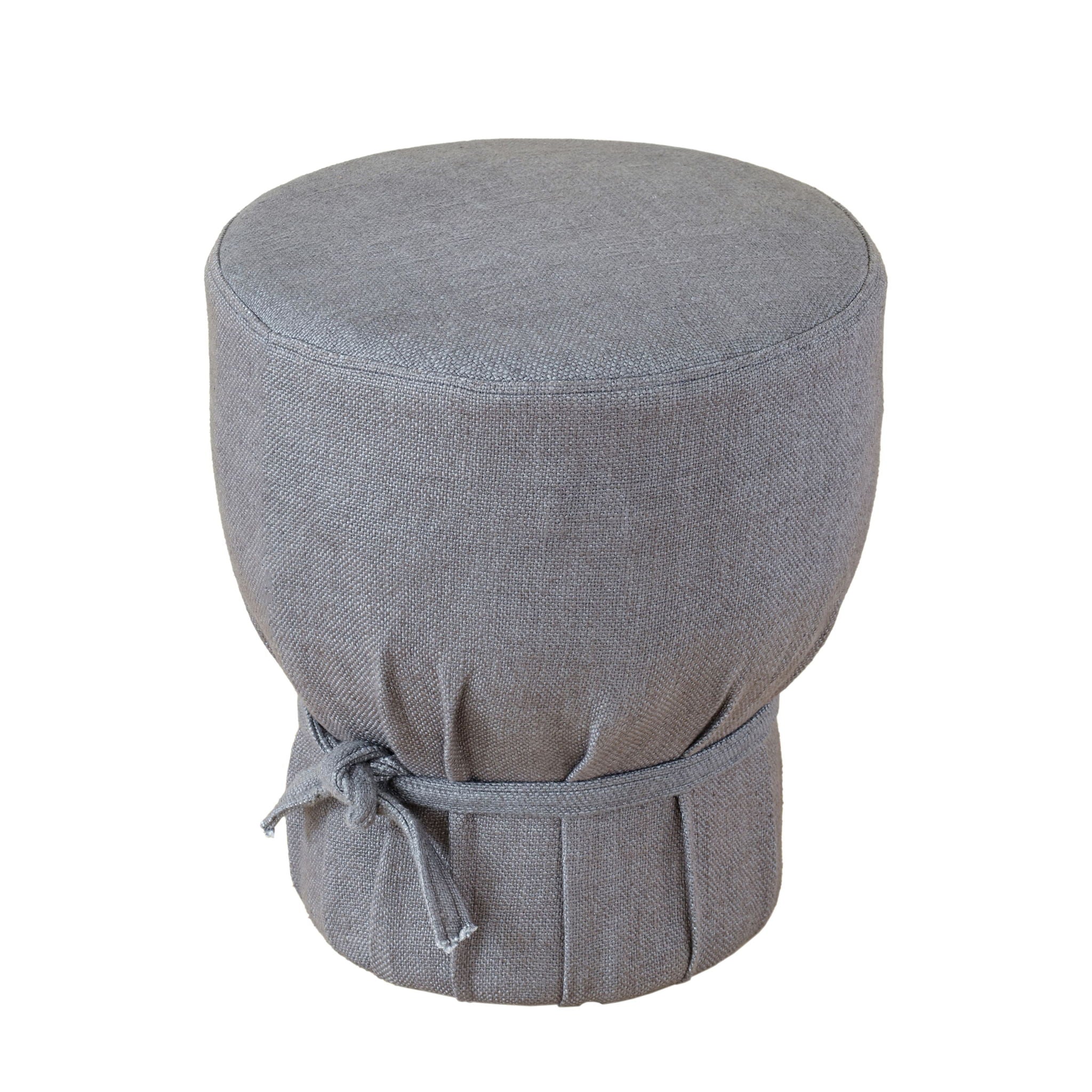 Elsie - Linen Upholstered Pouf - Gray