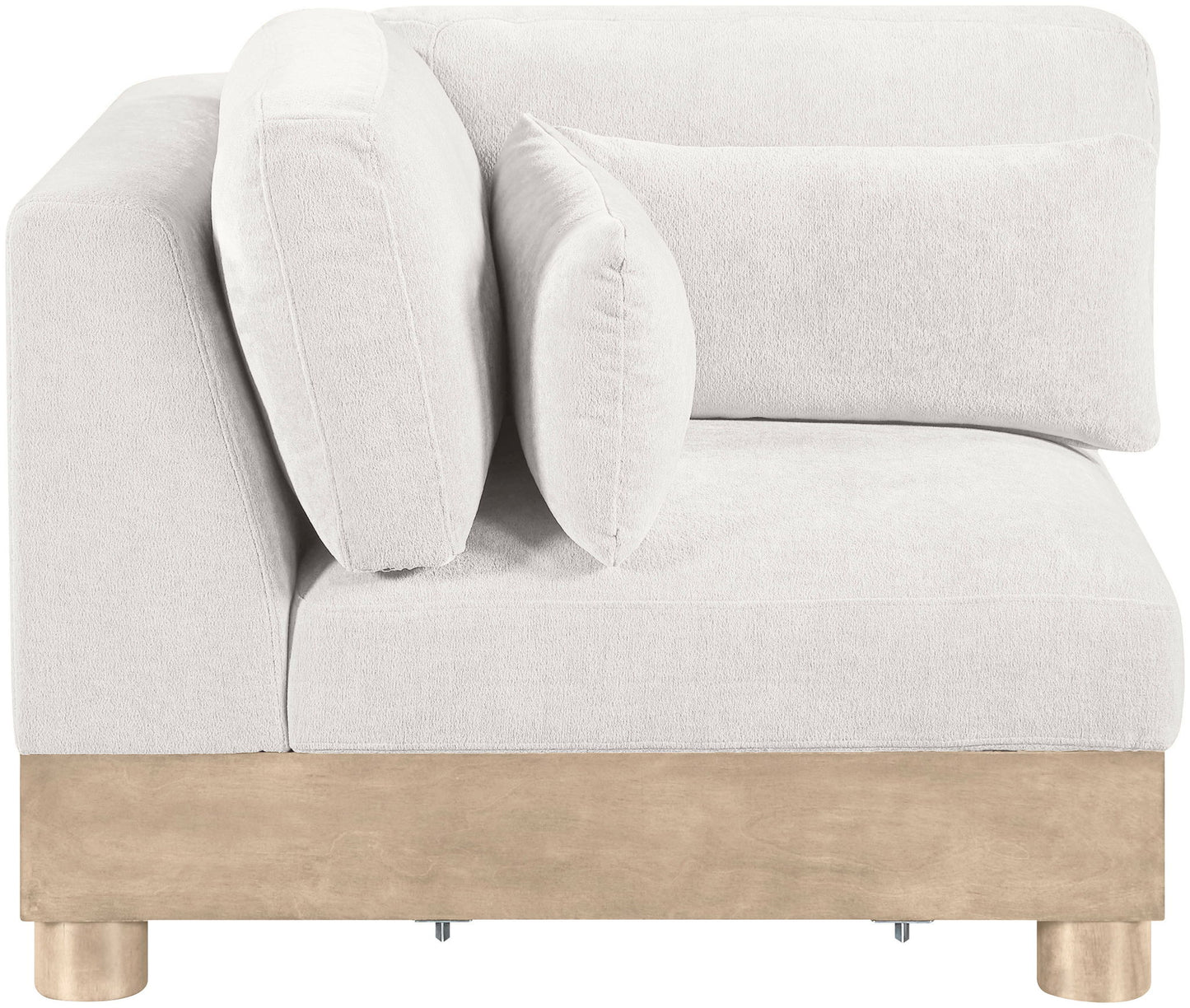 Turin - Chenille Fabric Upholstered Modular Corner Chair - Natural Base