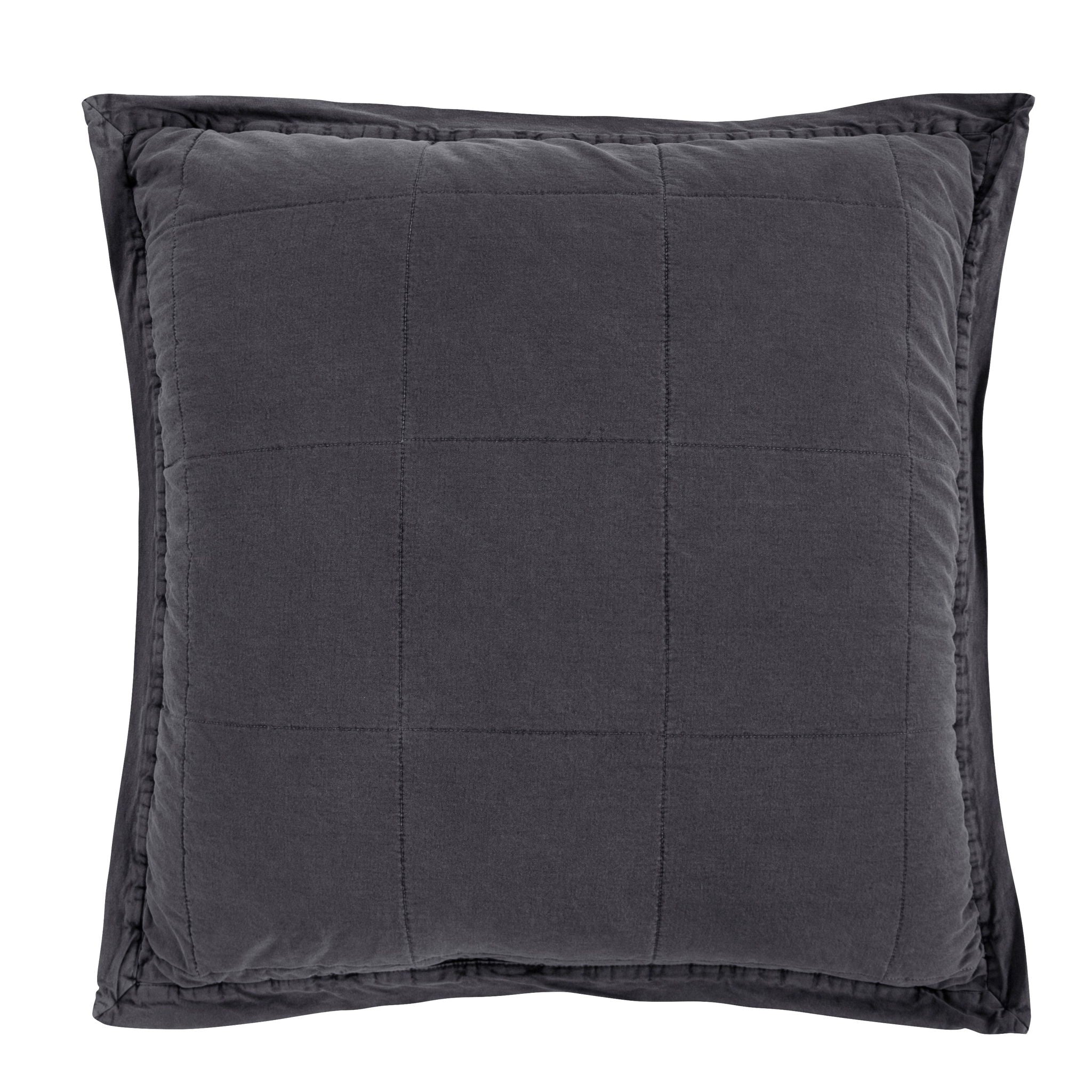 Cotton Canvas - Stonewashed Euro Sham - Charcoal