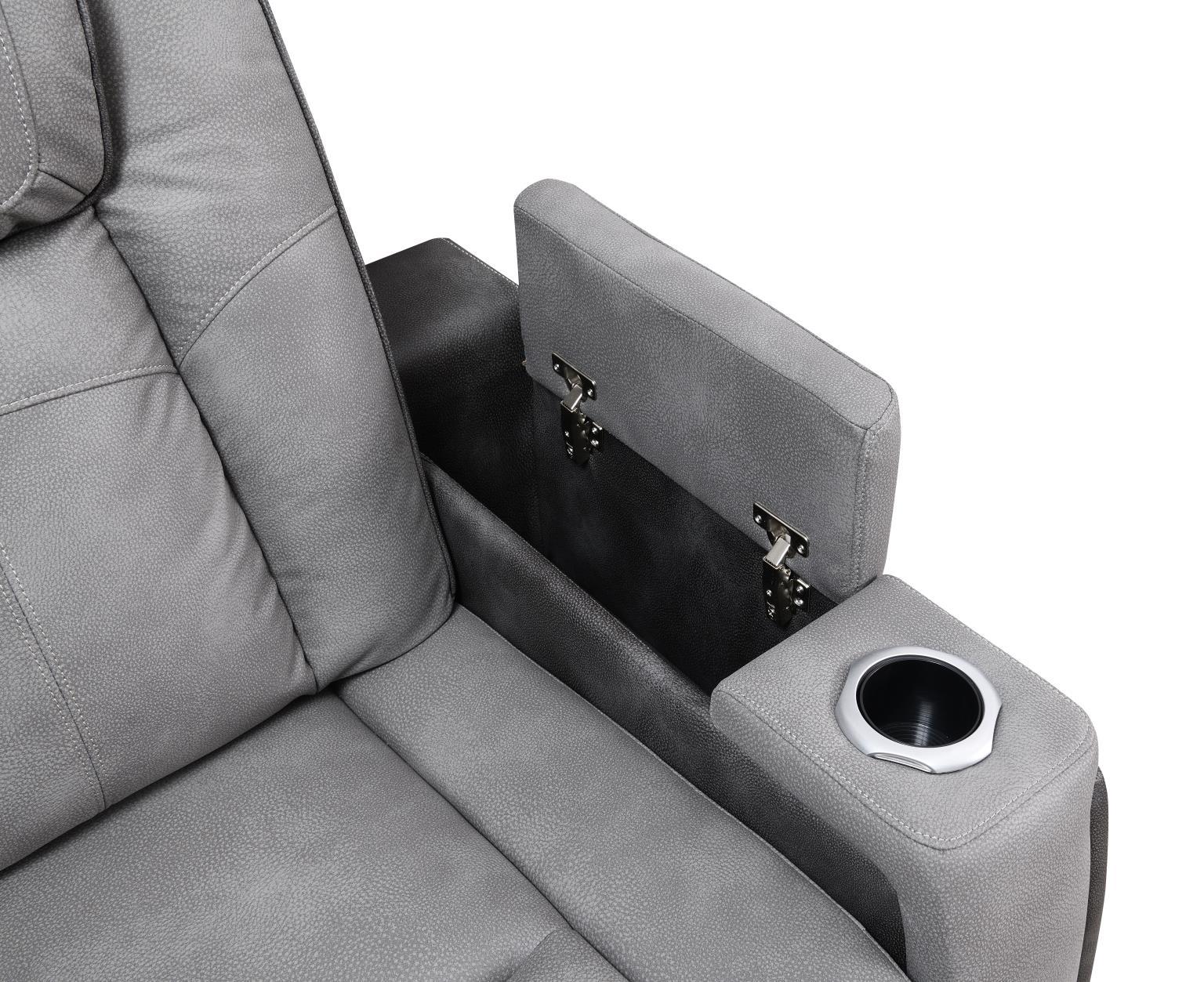 U77 - Power Reclining With Power Headrest, Storage Arms / USB And Wireless Charger Chair - Slate