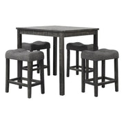 Transitional Counter Dining Set With 4 Tufted Stools