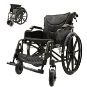 Lightweight Foldable Nursing Wheelchair For Adults Double X Force Support, 300Lbs Capacity, Breathable Cushion & Anti Backflip Design With Tires, Adjustable Seat Belt, Quick Release Wheels - Gray