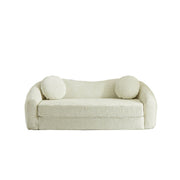 Curved Convertible Sofa, 2 In 1 Frameless Folding Sofa Bed With Pull Out Base And Deep Seat