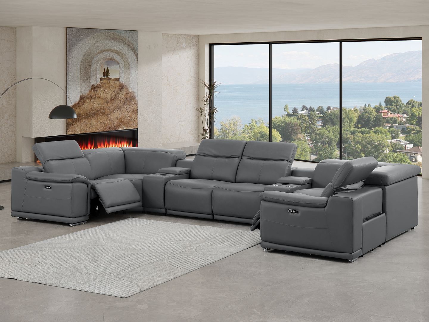2679 - 8-Piece U-Shaped Power Reclining Sectional In Genuine Leather (2 Recliners)