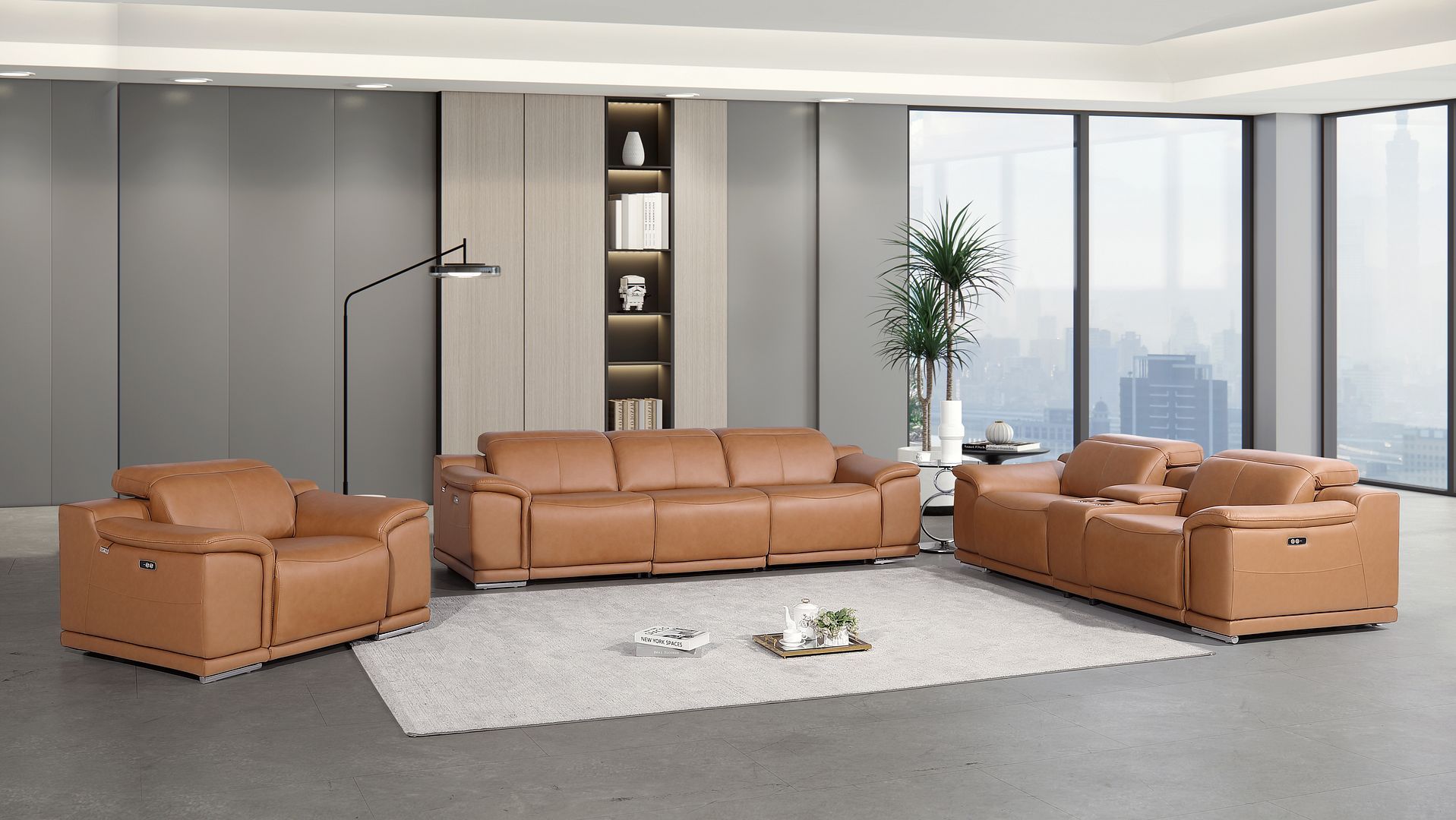 9762 - 7-Piece Modular Power Reclining Sofa, Loveseat And Chair Set With 6 Power Recliners In