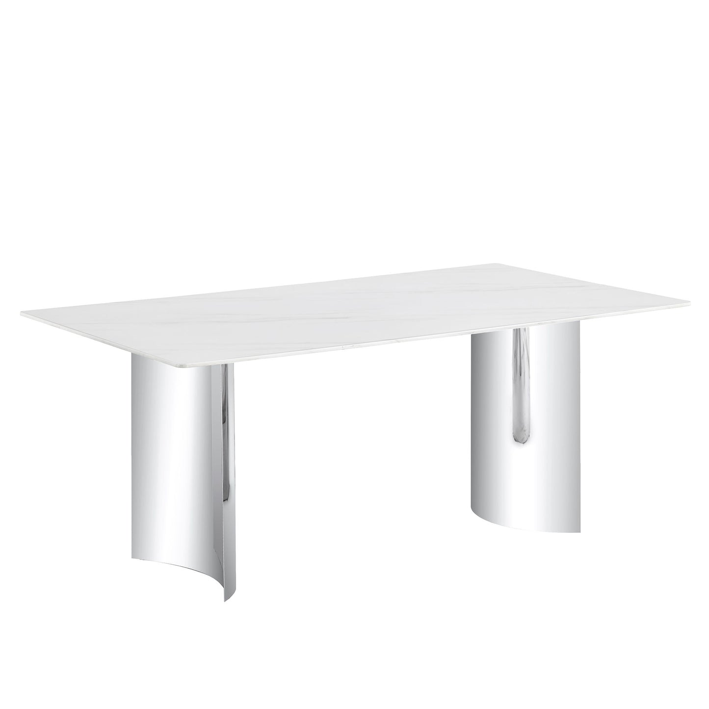 Modern Minimalist Dining Table With Marble Glass Top