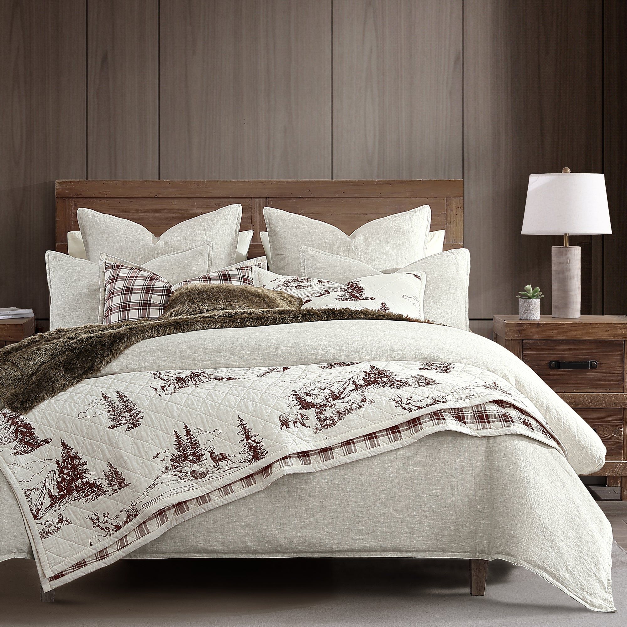 White Pine - Full/Queen Reversible Quilt Set (Set of 3) - White
