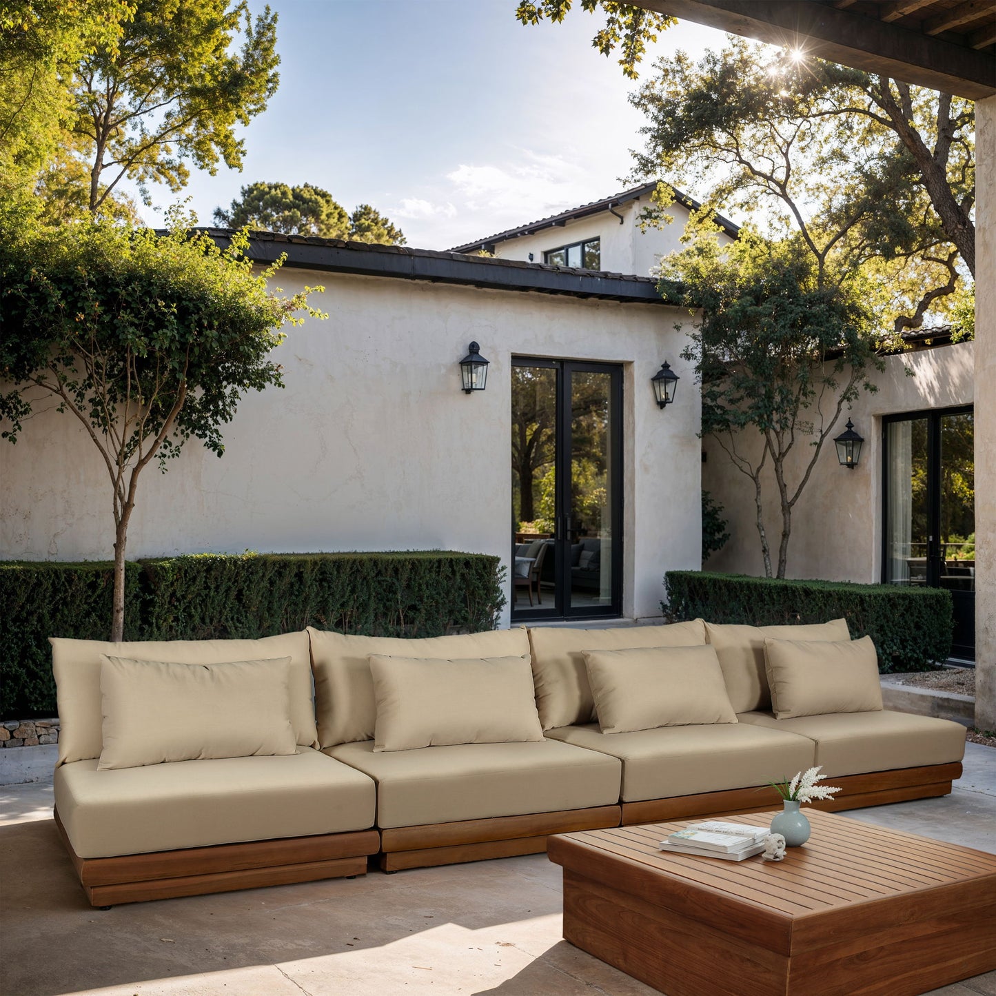 Mirella - 4 Piece Water Resistant Fabric Outdoor Patio Modular Sectional