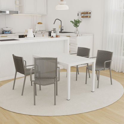 4 Modern Stackable Armchair Matched With Long Table