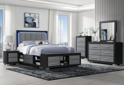 Emma - 5 Piece Full Bedroom Set - Black / Gray