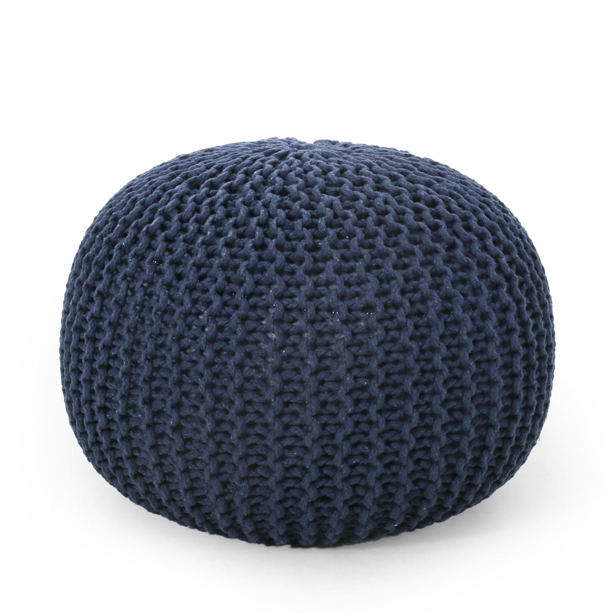 Bordeaux - Knitted Round Pouf Ottoman, Floor Cushion