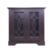 Modern Sideboard With Tempered Glass Doors - Ox Blood Red
