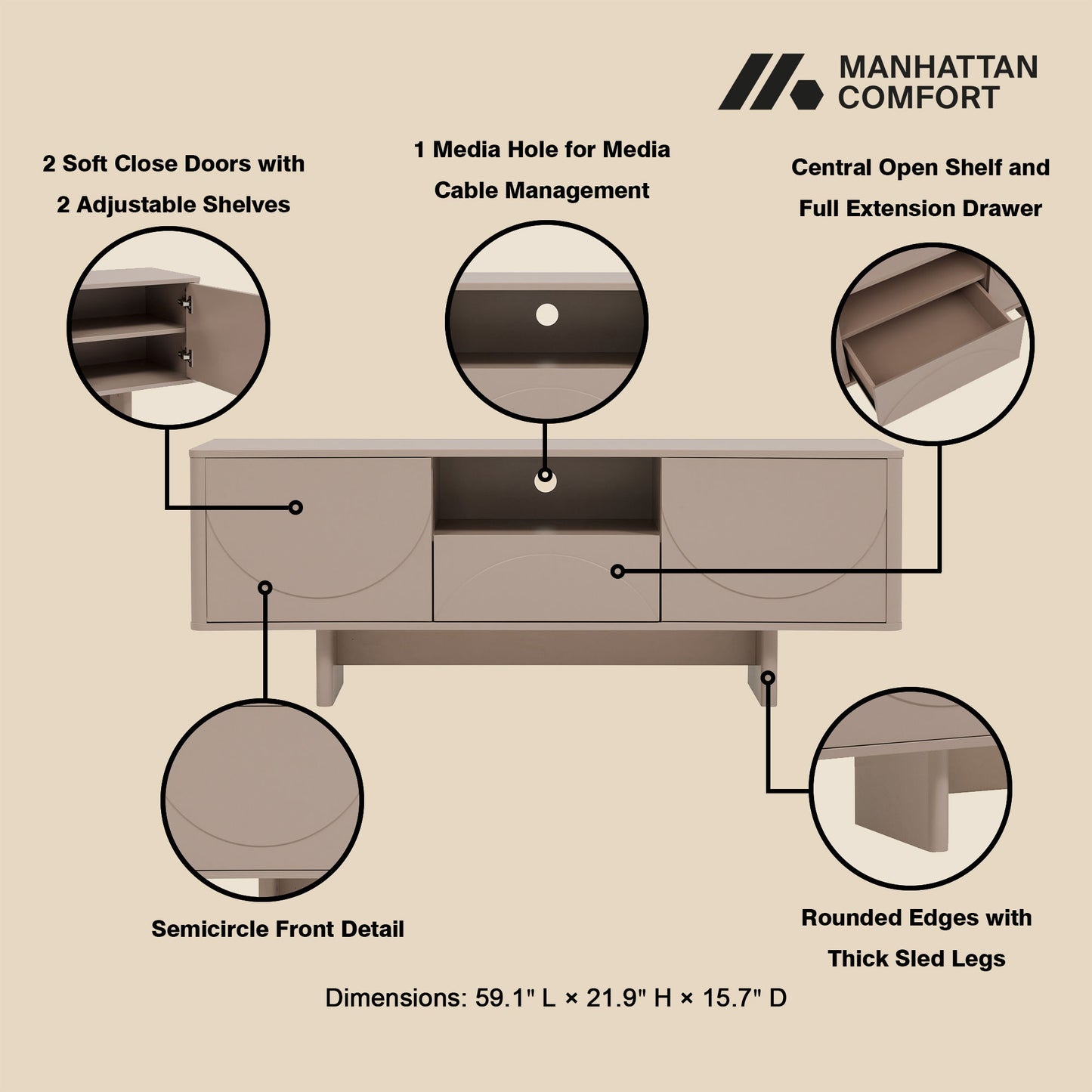 Ella - TV Stand With Adjustable Shelves