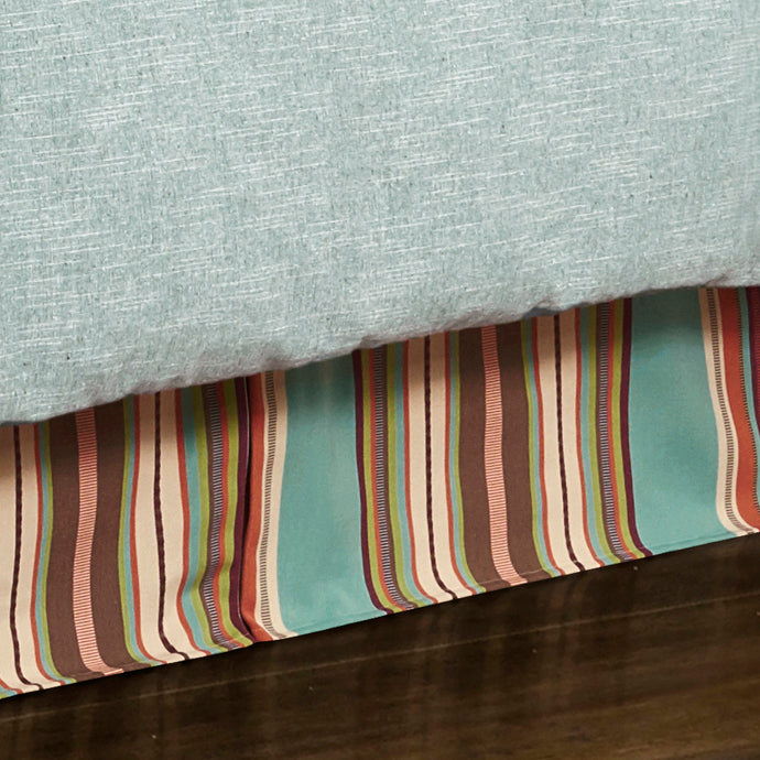 Serape - Queen Bed Skirt - Turquoise / Brown