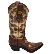 Flower Cowboy Boot Vase - Brown