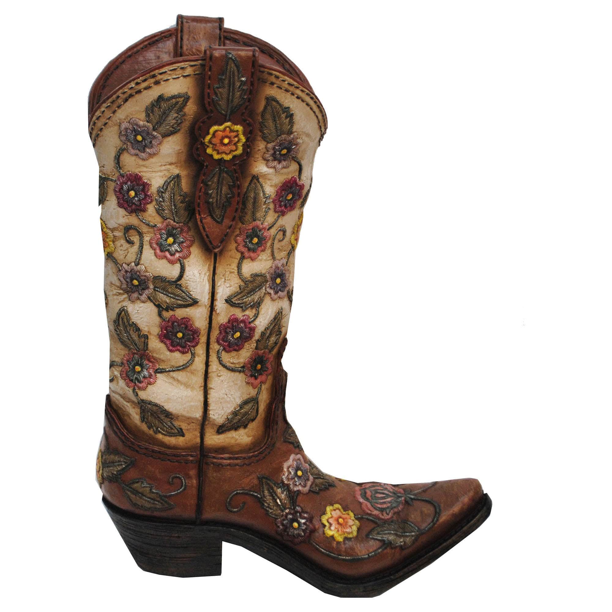 Flower Cowboy Boot Vase, 2 Per Carton - Brown