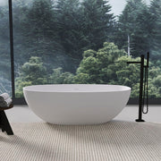 65.2" Freestanding Solid Surface Soaking Bathtub For Bathroom - Matte White