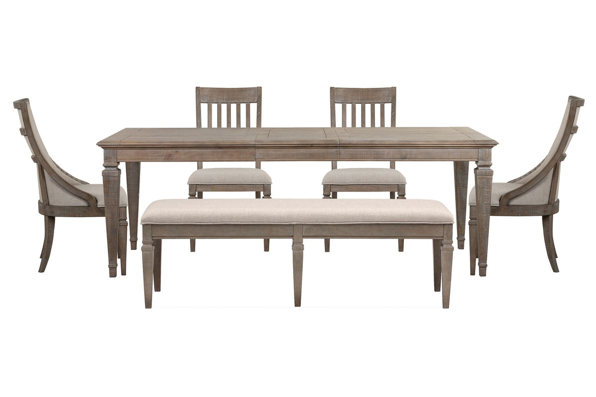 Lancaster - 6 Piece Extendable Rectangular Dining Table Set