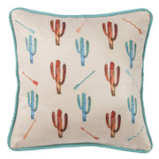 Serape - Cactus Throw Pillow With Embroidery Details - Multi Color