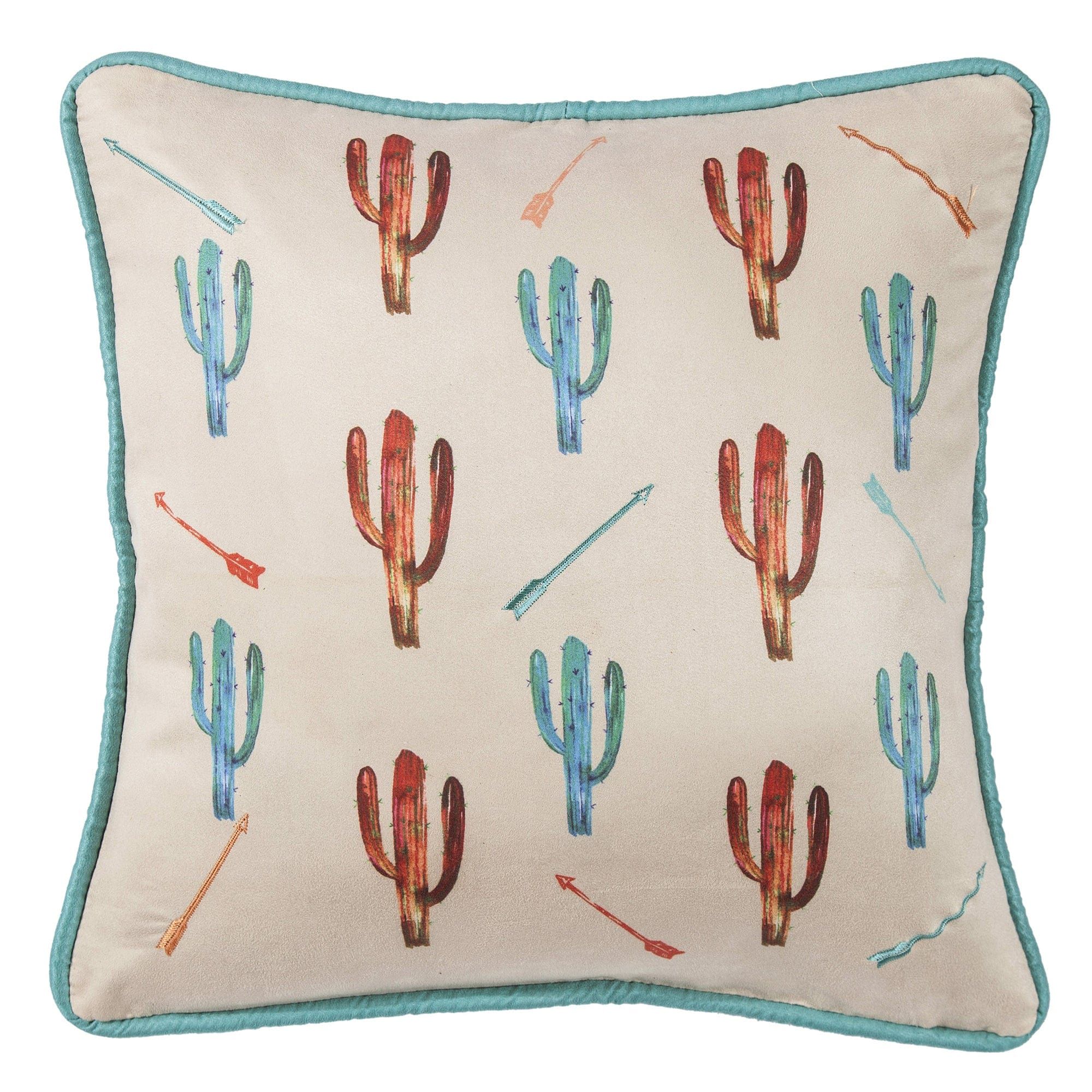 Serape - Cactus Throw Pillow With Embroidery Details - Multi Color