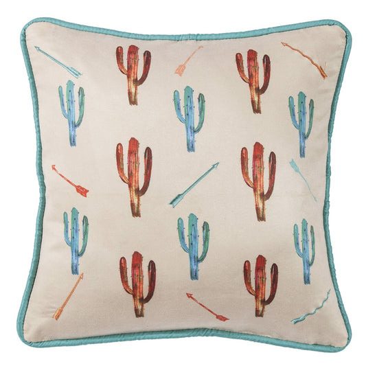 Serape - Cactus Throw Pillow With Embroidery Details - Multi Color