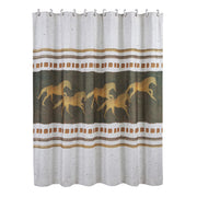 Running Remuda - Shower Curtain - White / Brown / Gold