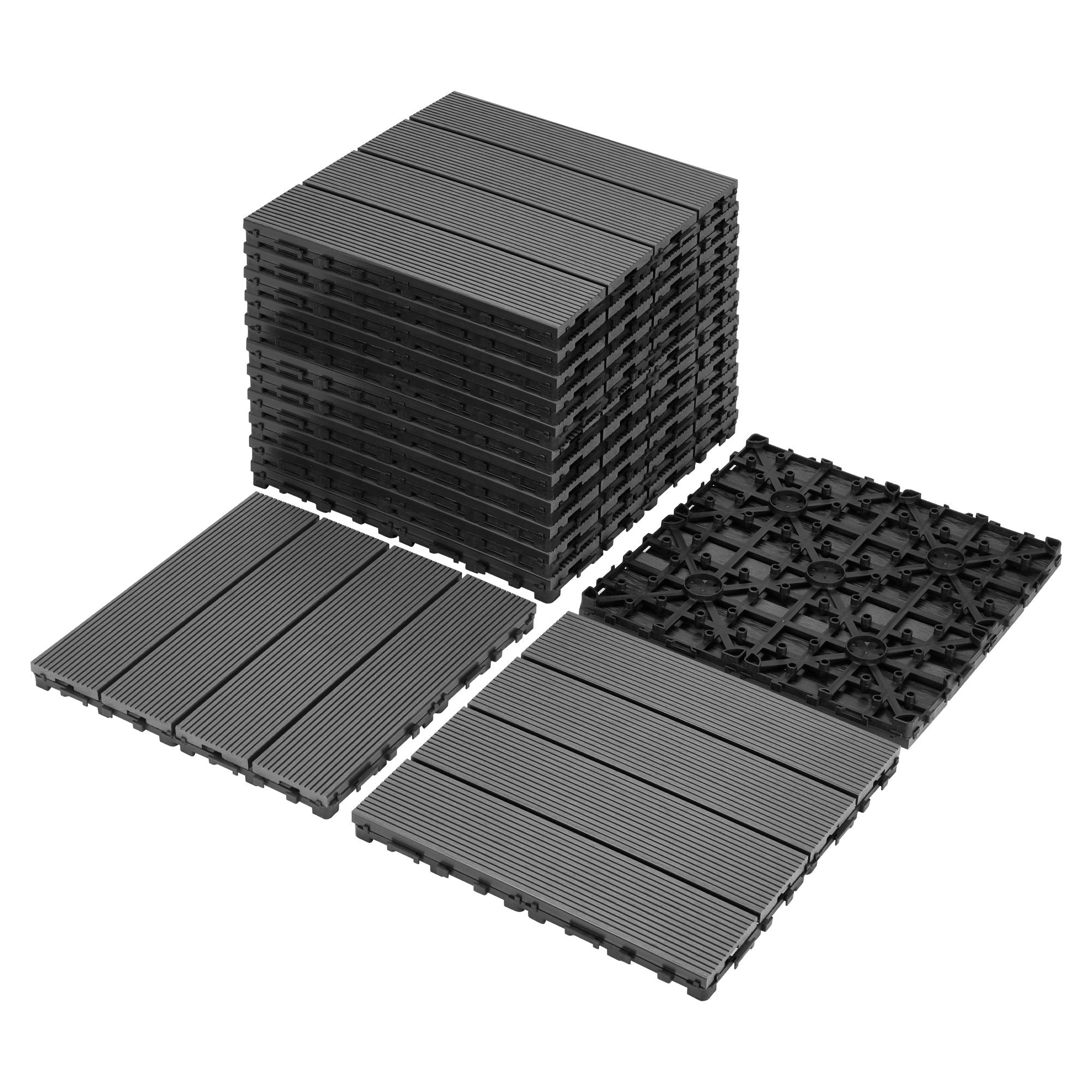DIY Interlocking Deck Tiles Waterproof Outdoor And Indoor Flooring - Gray