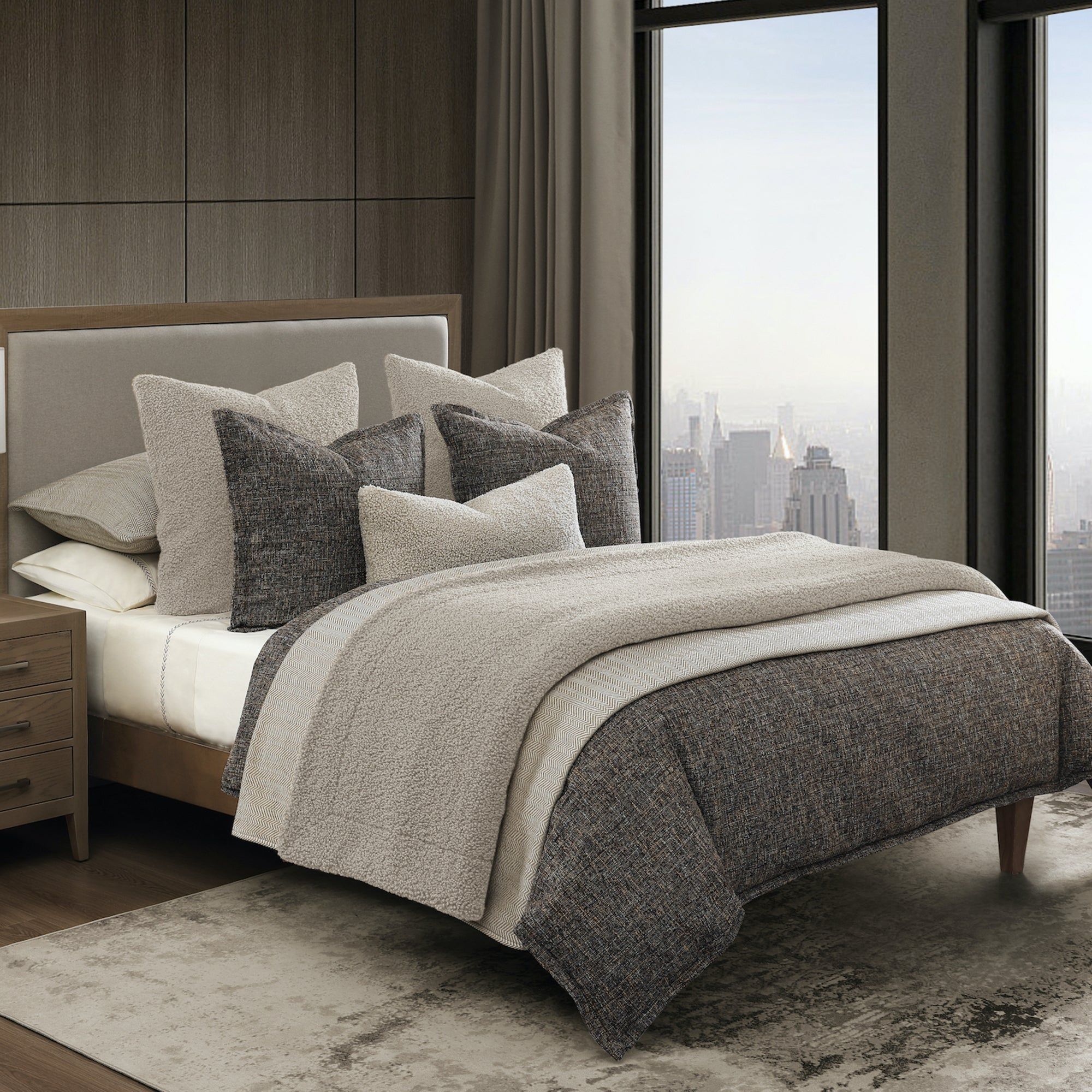 Tweed - Queen Comforter Set (Set of 3) - Brown