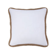 Luna - Washed Linen Jute Trimmed Pillow - White