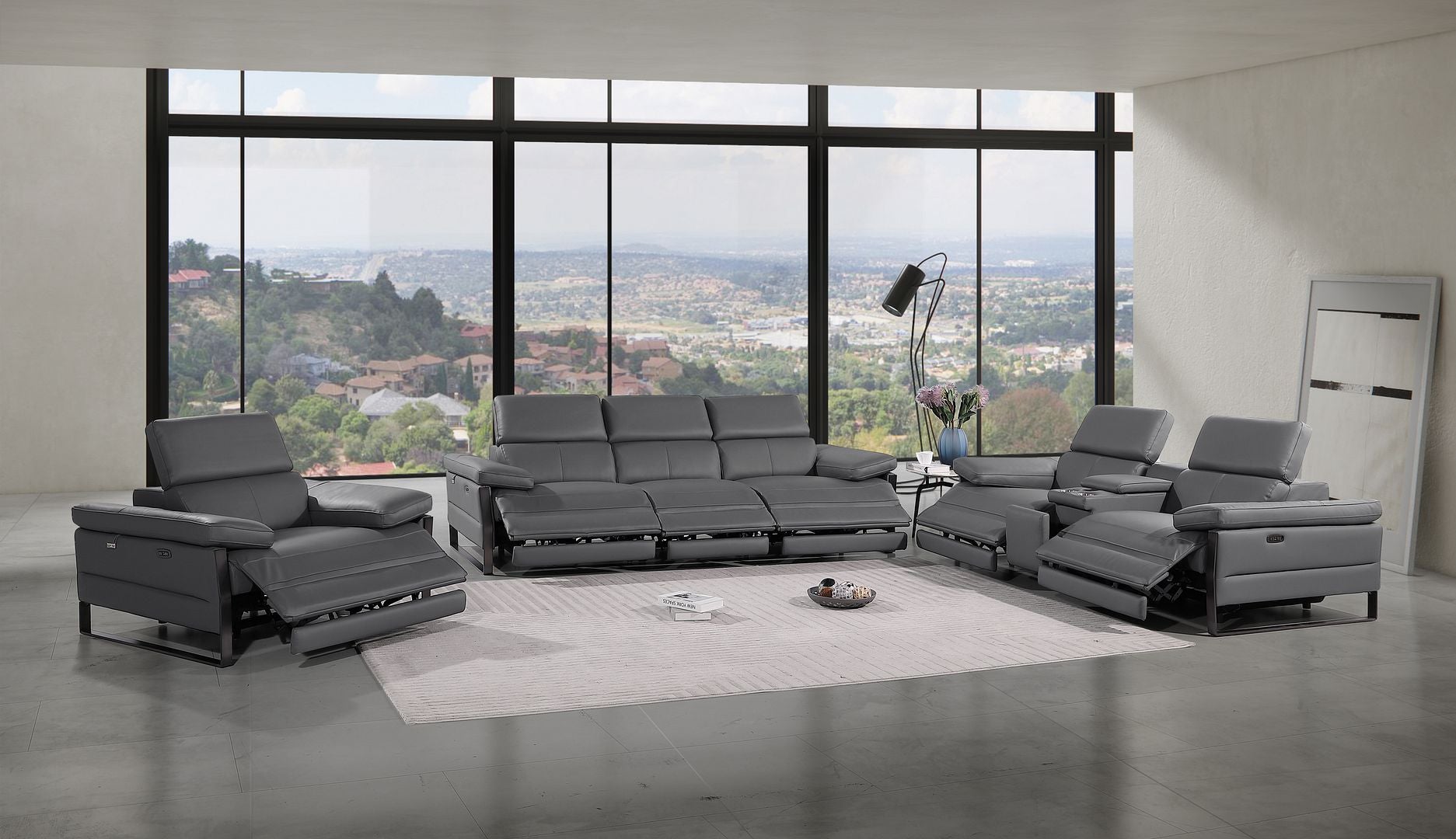 1246 - Modular Power Triple Reclining Sofa, Console Loveseat, And Chair Set With Power Headrests