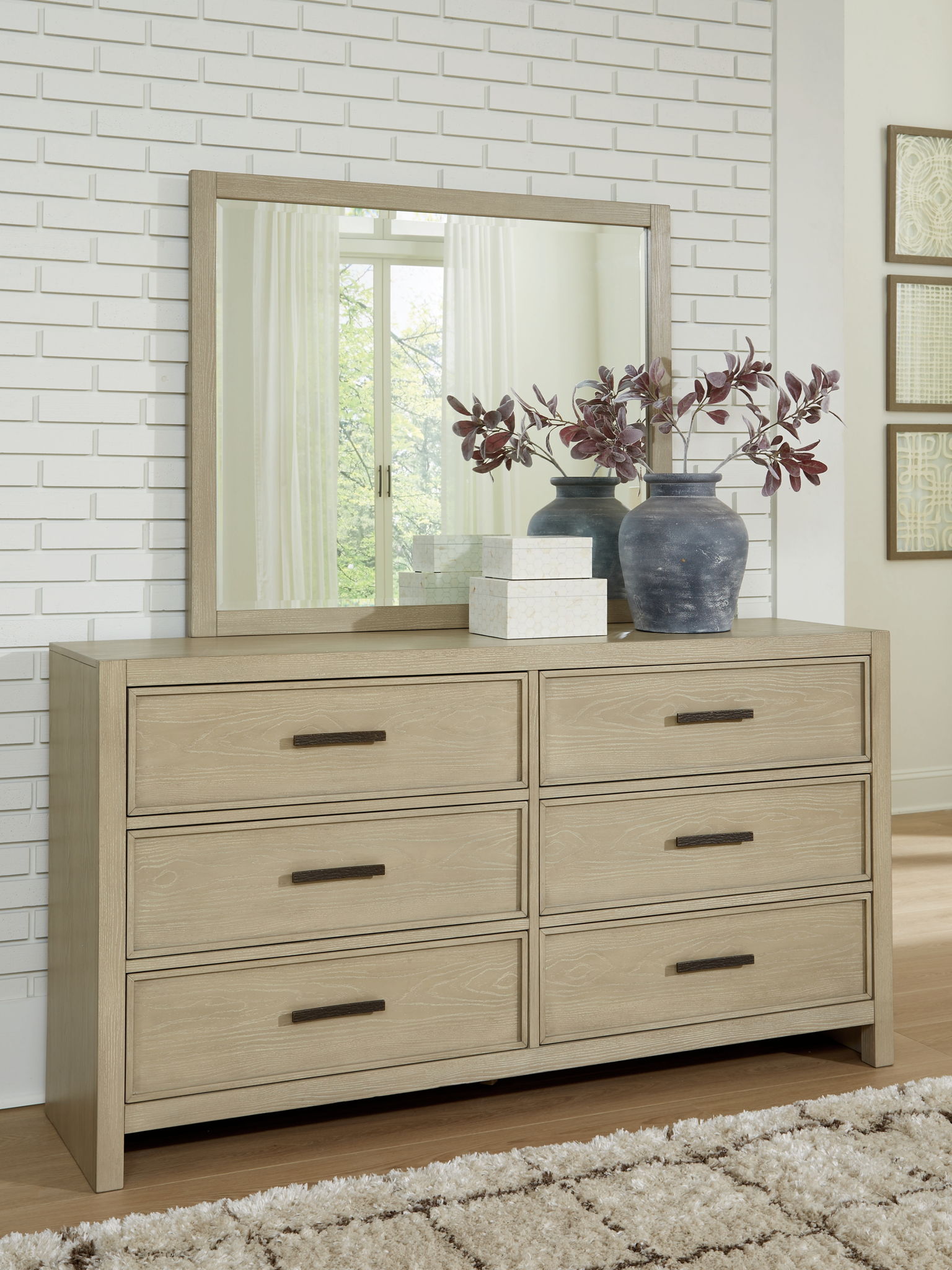 Calmoro - Dresser And Mirror - Gray