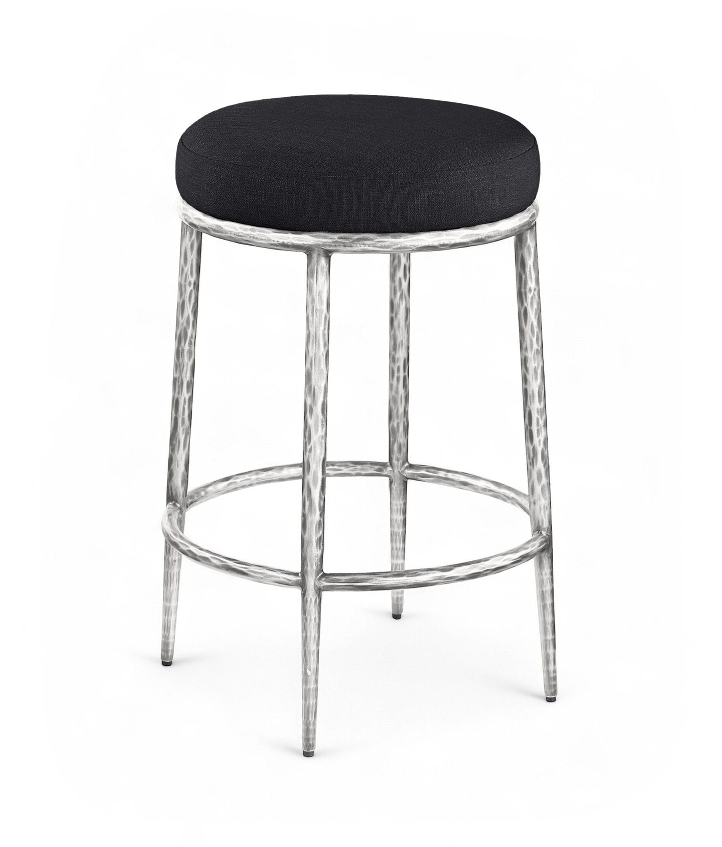 Ferro - Upholstered Backless Counter Stool With Brushed Silver Base