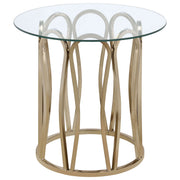 Round Glass Top Table With Polished Metal Base