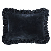 Stella - Faux Silk Velvet Ruffled Dutch Euro Pillow - Midnight Blue