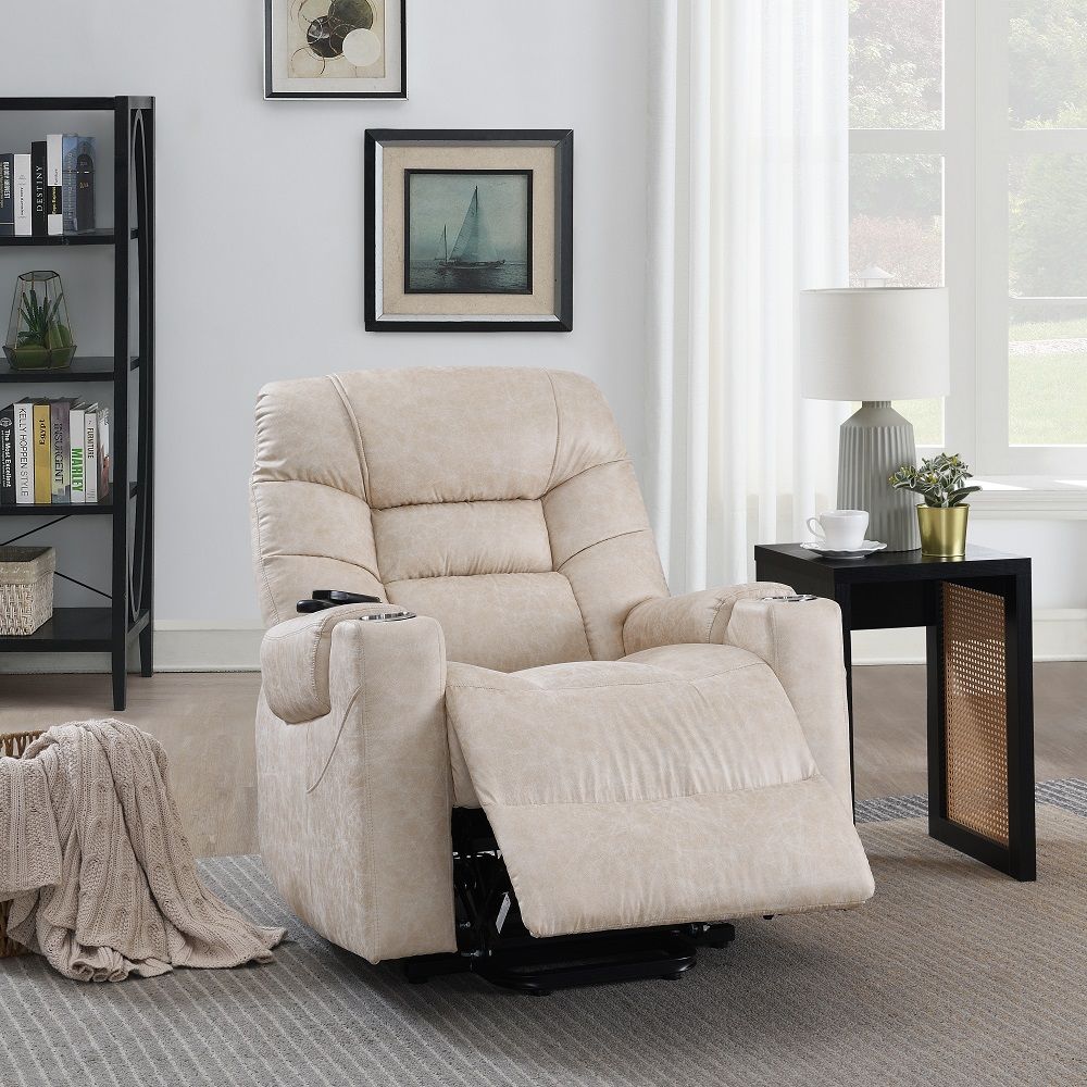 Nairi - Power Recliner With Lift & Heating & Massage - Light Gray