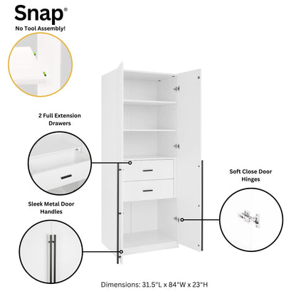 Lee - Free Standing Wardrobe Closet With Drawers And Shelves