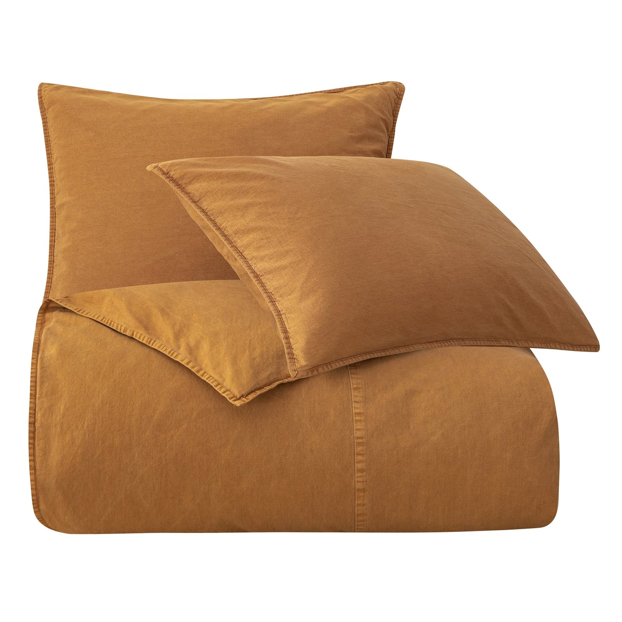 Cotton Canvas - Queen Stonewashed Duvet Cover Set (Set of 3) - Terracotta