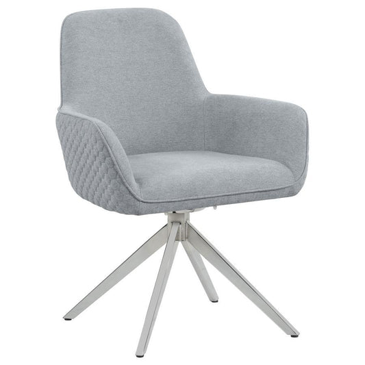 Abby - Fabric Upholstered Swivel Dining Arm Chair - Light Gray