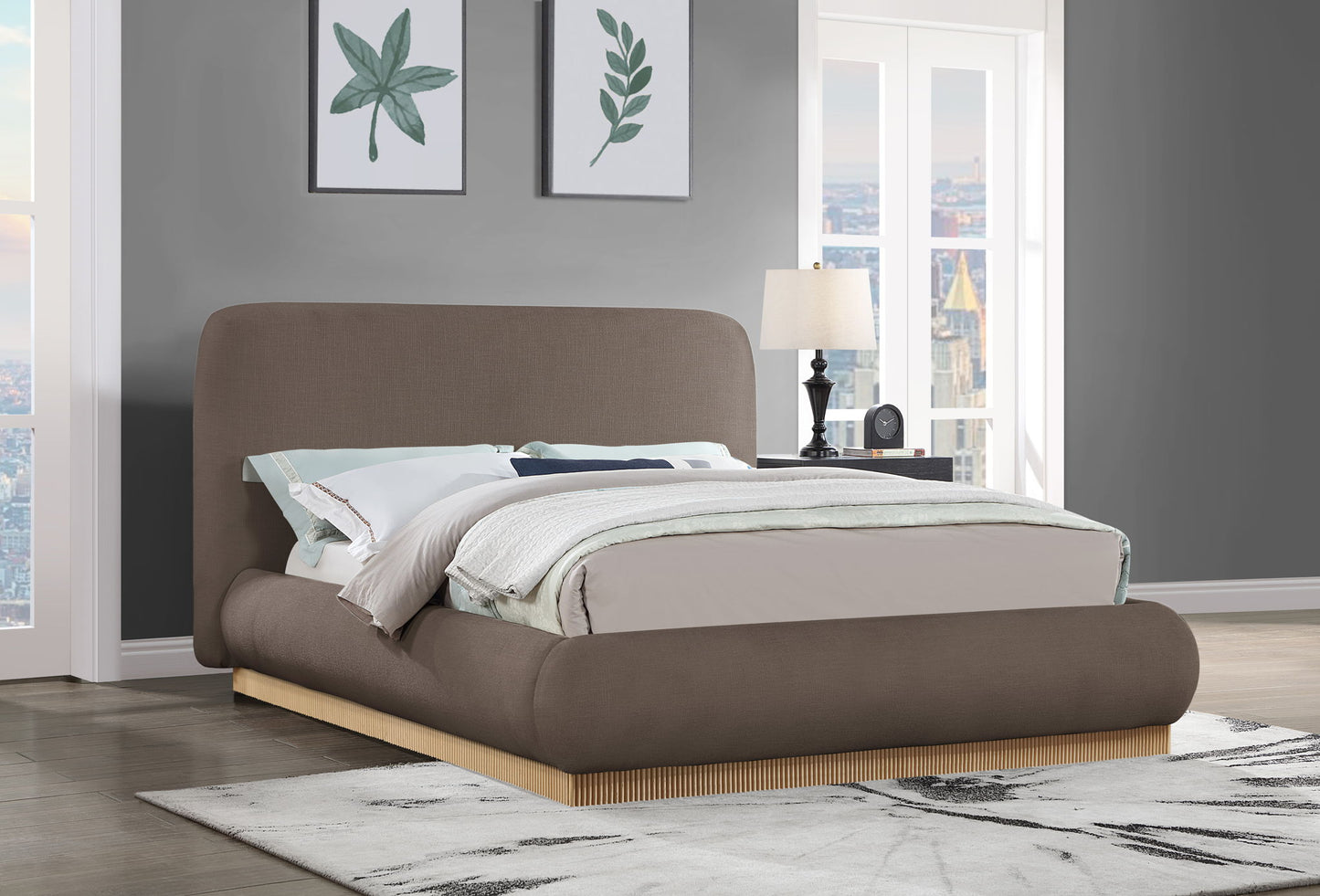 Rigby - Linen Bed With Natural Base
