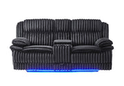 U8686 - Power Console Reclining Loveseat With LED And Hidden Drawer - Black