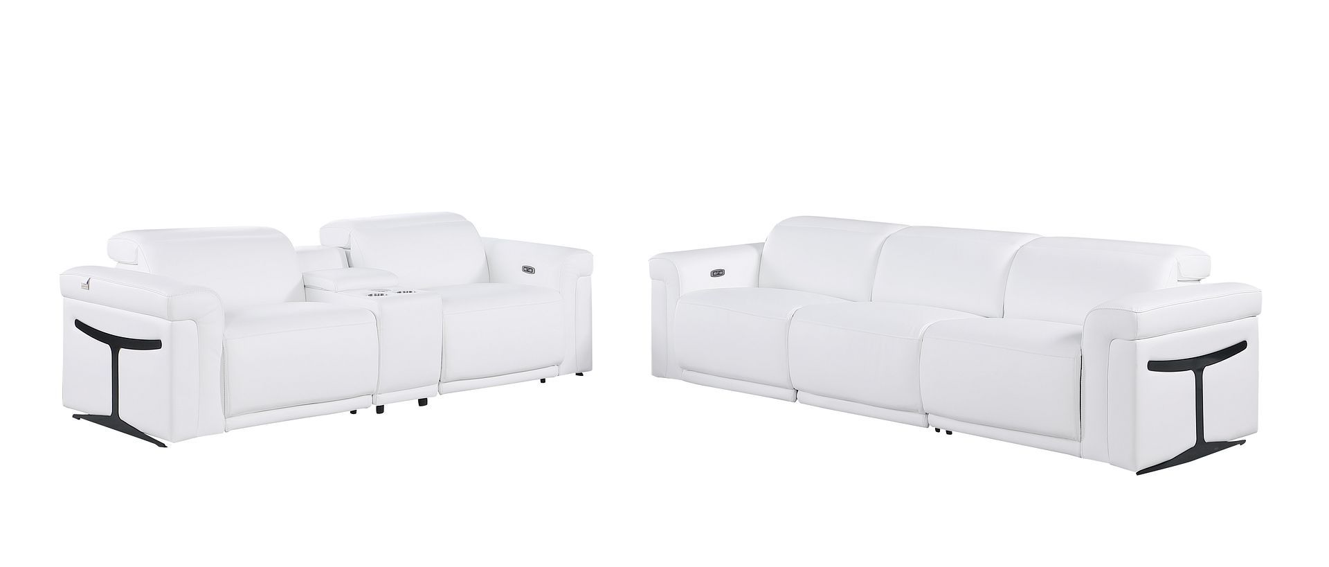 1126 - 6-Piece Modular Power Reclining Sofa And Console Loveseat Set In With 5 Power Recliners & Power Headrests
