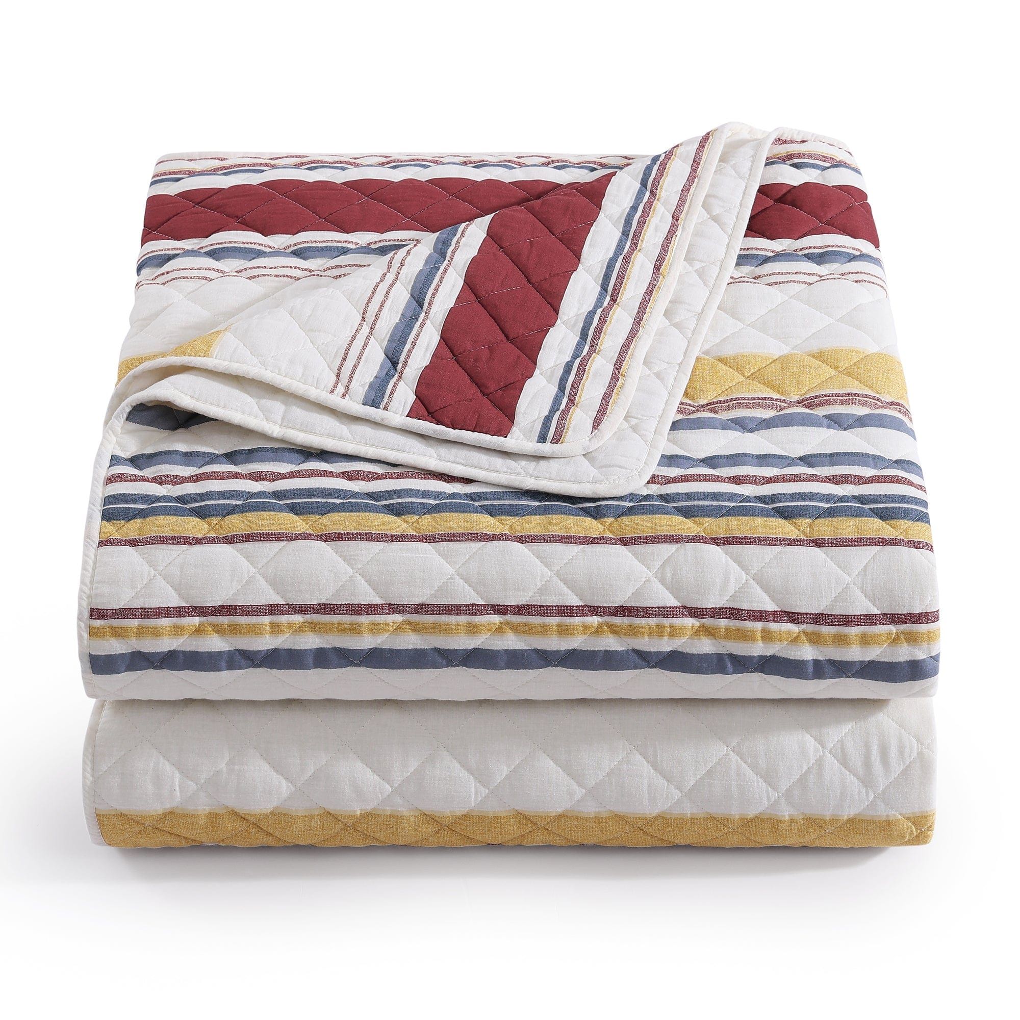 Mystic Stripe - King Cotton Gauze Quilt Set (Set of 3) - Merlot