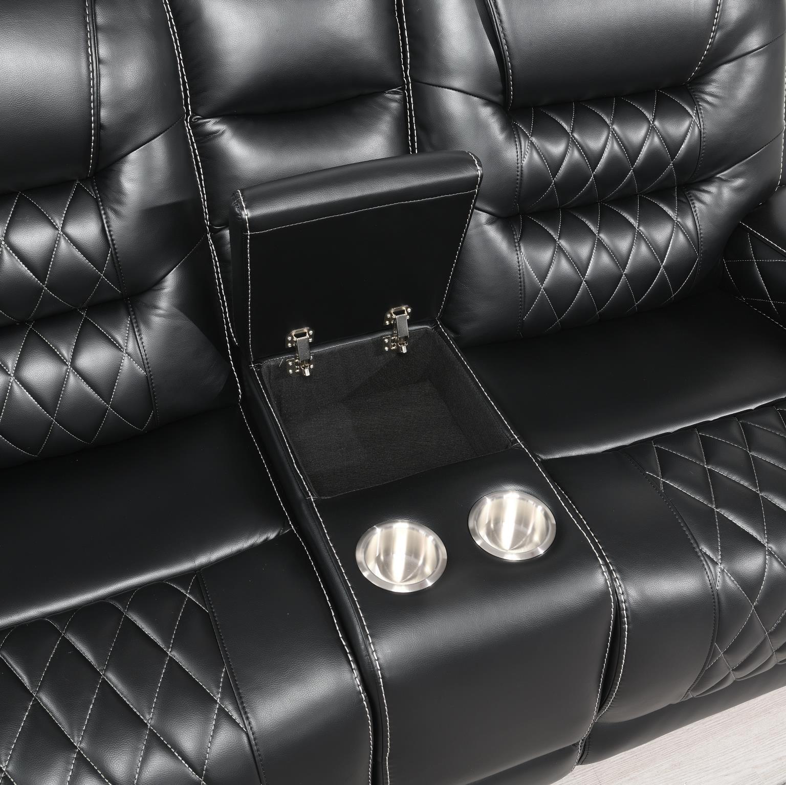 U140 - Motion Sofa With Drop Down - Black